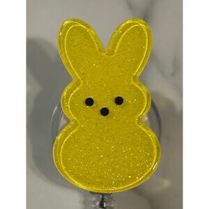 Easter Bunny Yellow Retractable ID Badge Snap Holder Clip Teacher Nurse Doctor